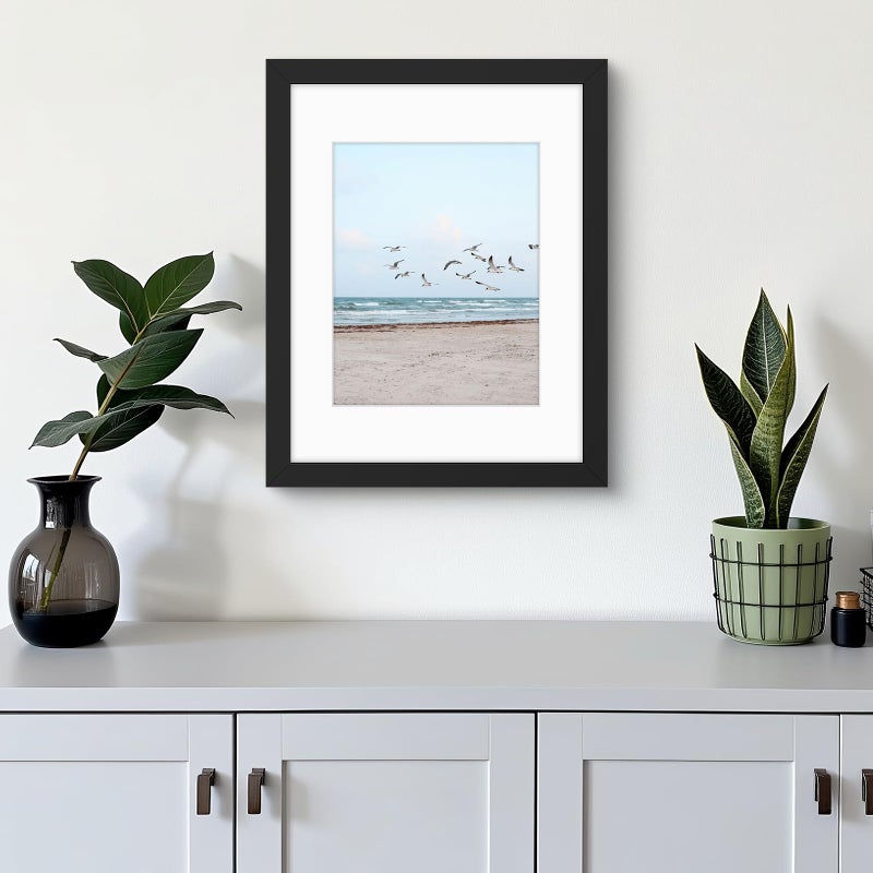 Frametory, 11x14 Frames Display 8x10 Picture with Mat or 11x14 Photo Without Mat, Shatter-Resistant Glass, Pre-Installed Wall Mounting Hardware - Black - Image 2
